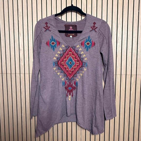 Johnny Was Tops - 206 Johnny Was JWLA Joy Love Light Embroidered Long Sleeve Top (XS, EUC)